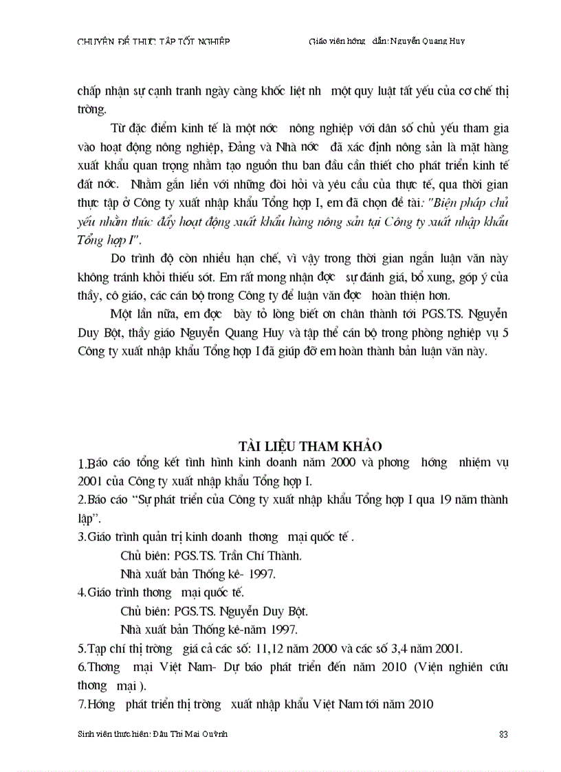 image for page Biện pháp chủ yếu nhằm thúc đẩy hoạt động xuất khẩu hàng nông sản tại Công ty xuất nhập khẩu Tổng hợp I