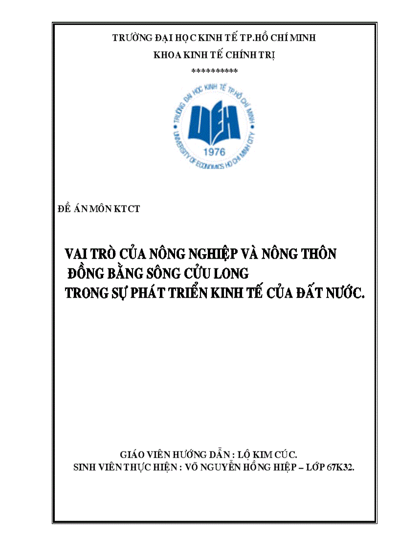 image for page Vai trò của nông nghiệp và nông thôn đồng bằng sông cửu long