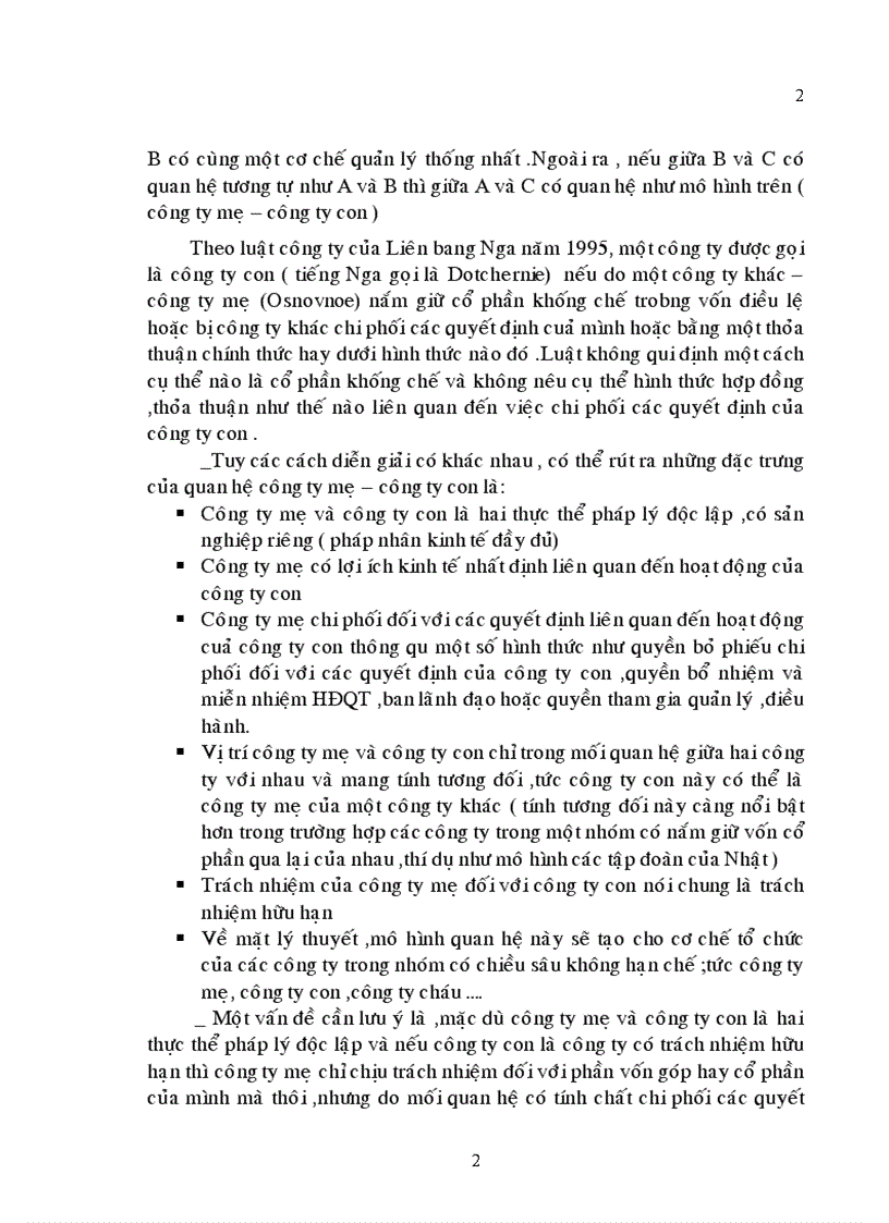Mô hình công ty mẹ công ty con sự vận dụng đổi mới trong tổng công ty nhà nước