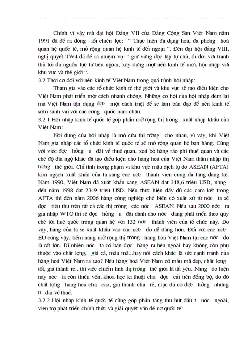 Quan điểm có tính chỉ đạo và giải pháp thực hiện quá trình hội nhập kinh tế quốc tế của Việt Nam