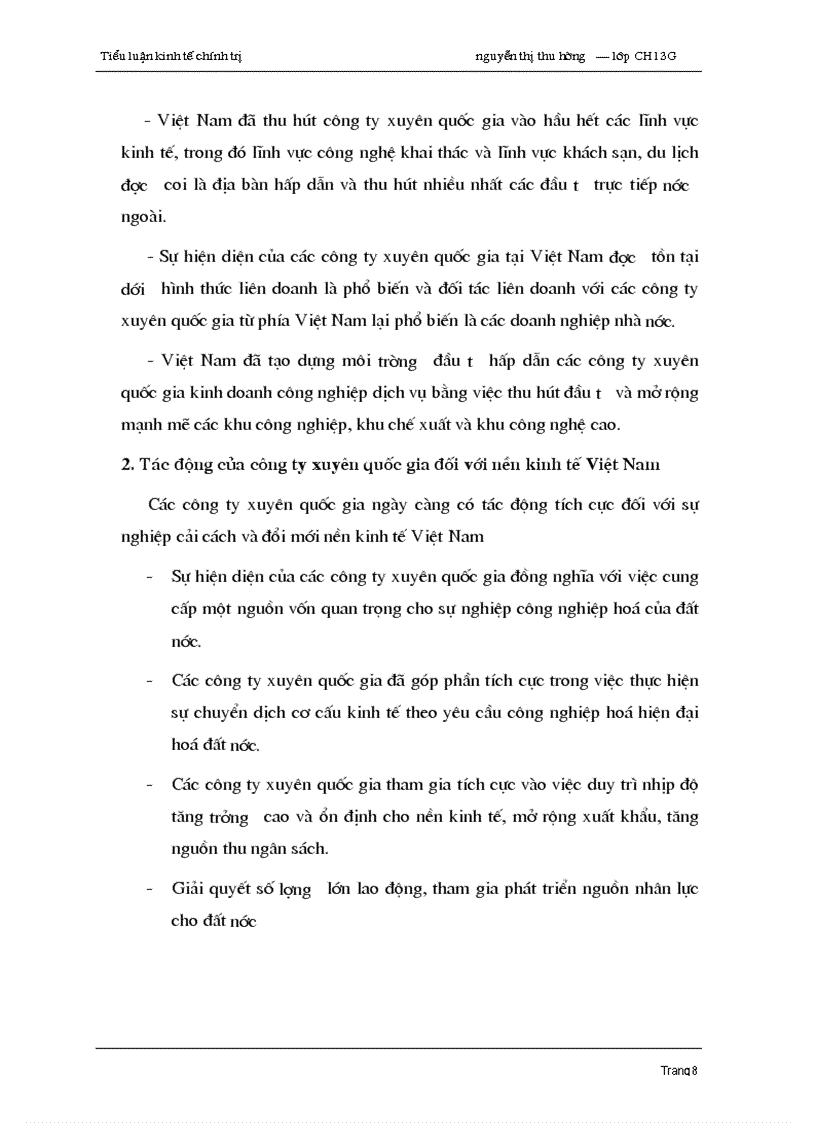 image for page Sự hoạt động của công ty xuyên quốc gia ở việt nam