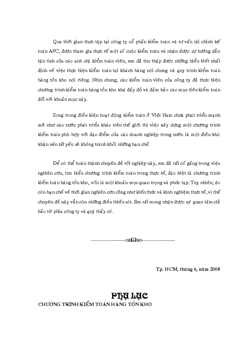 image for page Quy trình kiểm toán hàng tồn kho được áp dụng tại Công ty cổ phần kiểm toán và tư vấn tài chính kế toáN AFC