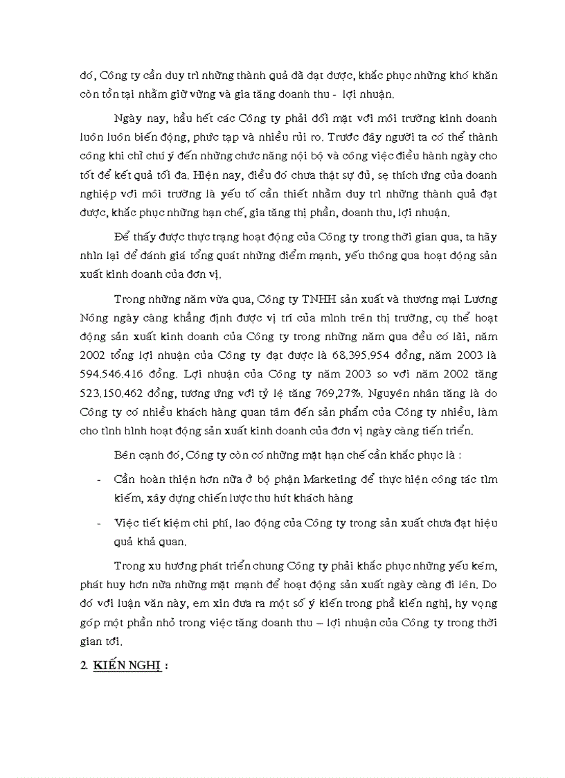 image for page Phân tích tình hình thực hiện doanh thu lợi nhuận tại Công ty TNHH sản xuất và thương mại Lương Nông