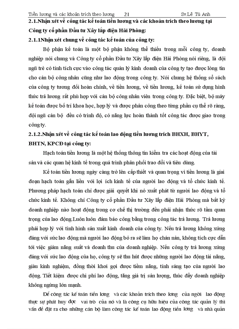 image for page Hoàn thiện kế toán tiền lương và các khoản trích theo lương tại công ty cổ phần đầu tư xây lắp điện hải phòng