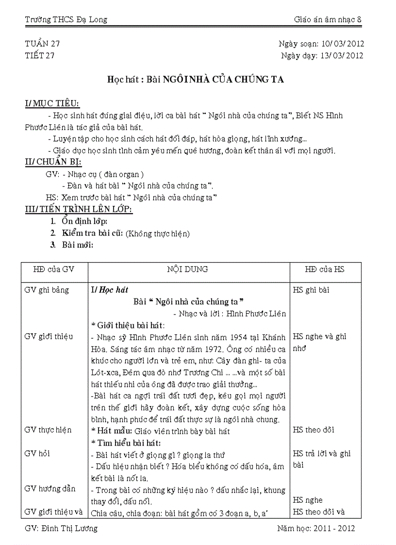 Âm nhạc 8 tiết 27