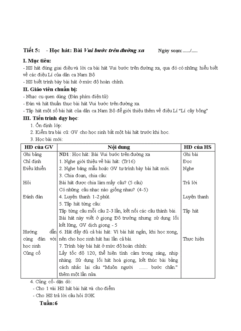 image for page Bộ giáo án Âm nhạc lớp 6 namhocj211 2012