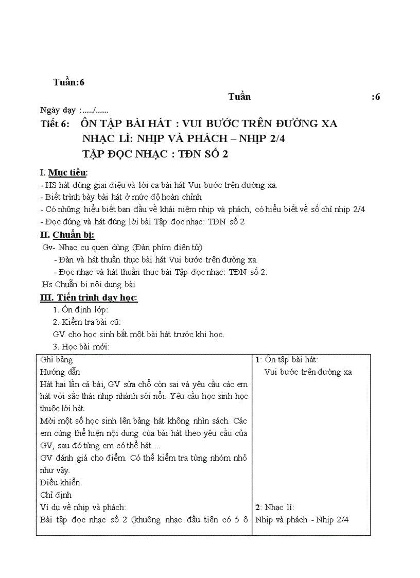 image for page Bộ giáo án Âm nhạc lớp 6 namhocj211 2012
