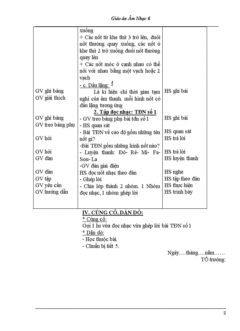 image for page Bộ giáo án âm nhạc lớp 6