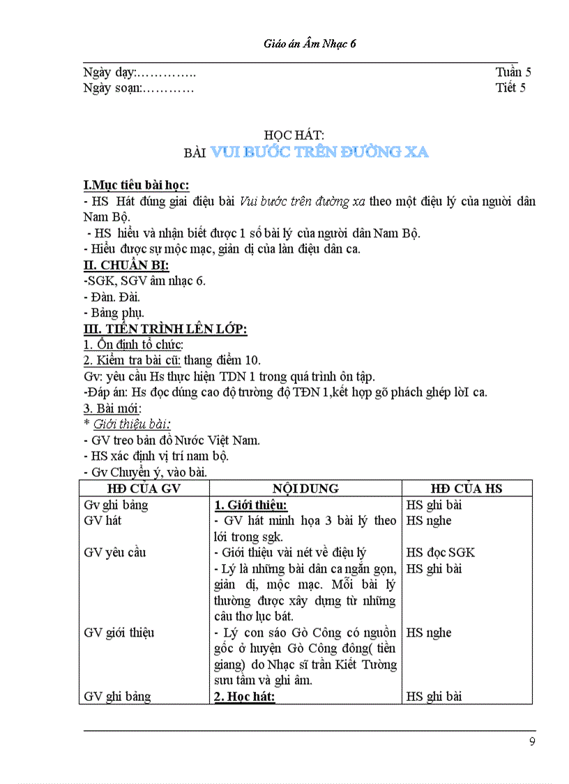 image for page Bộ giáo án âm nhạc lớp 6
