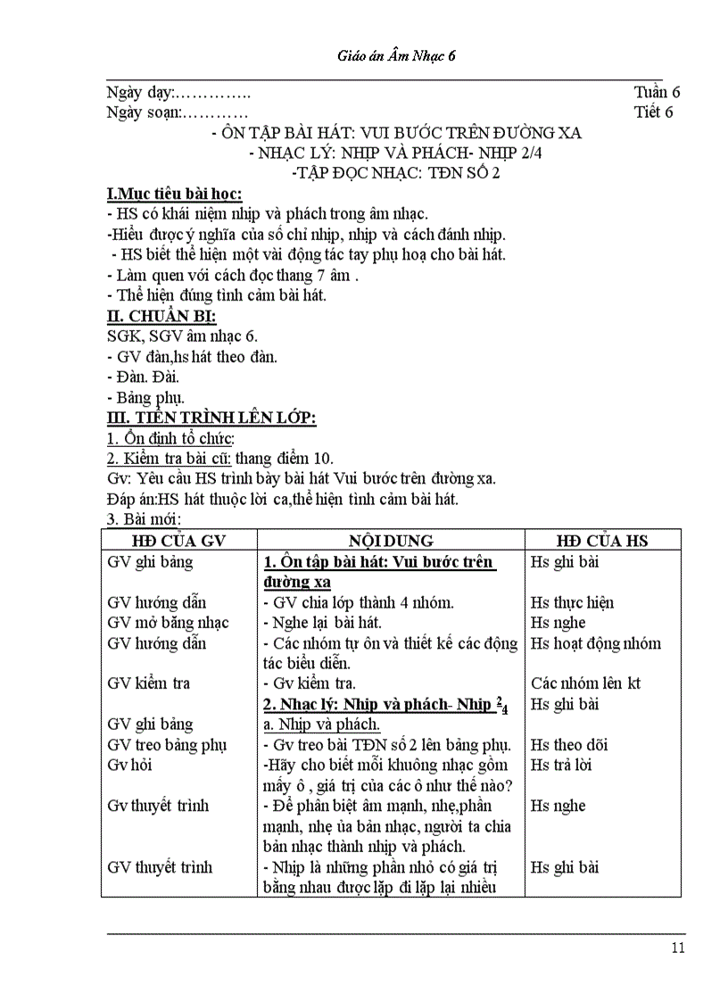 image for page Bộ giáo án âm nhạc lớp 6