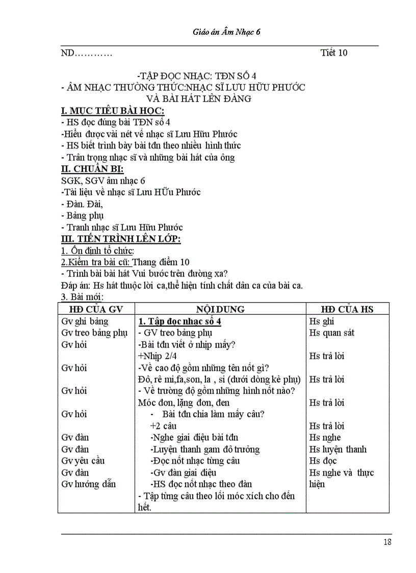 image for page Bộ giáo án âm nhạc lớp 6