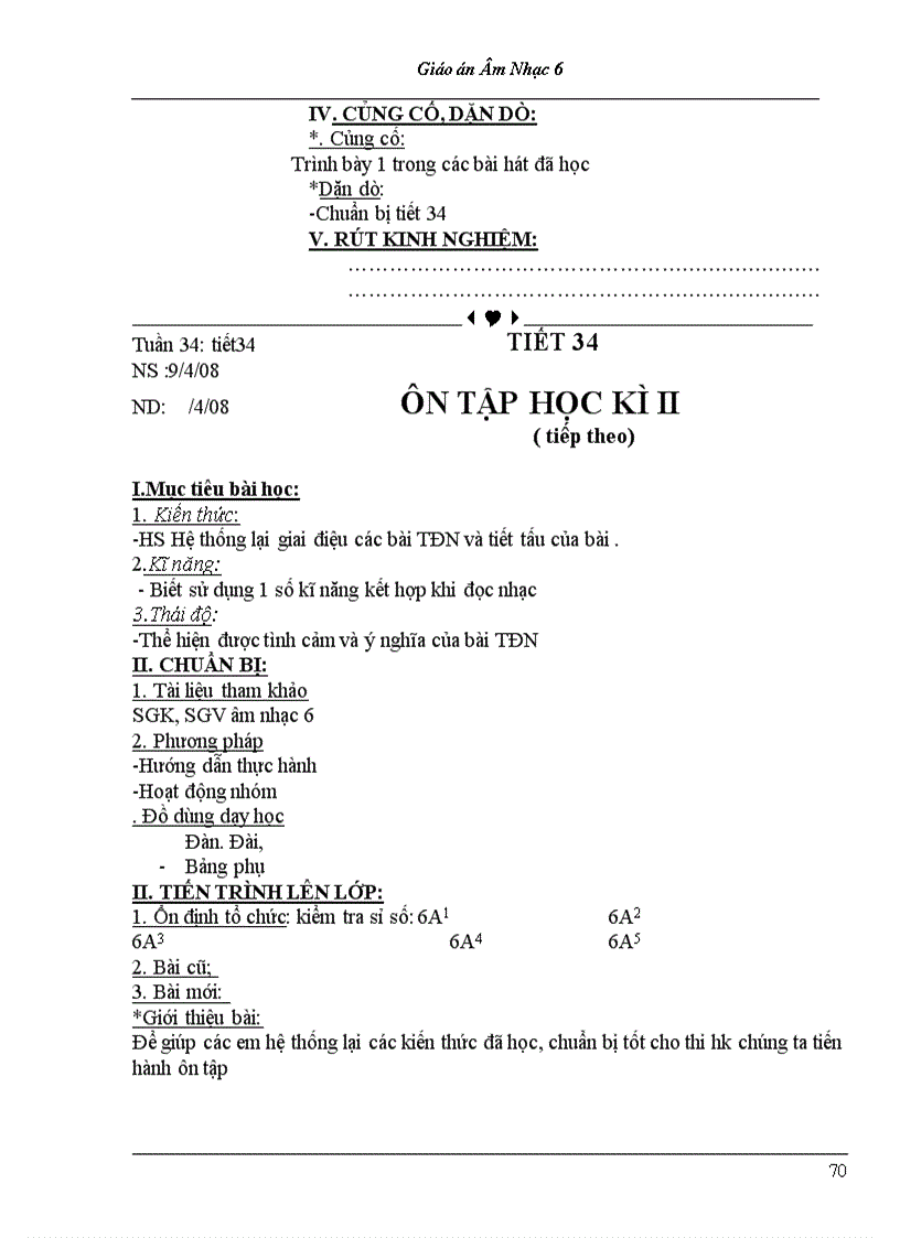 image for page Bộ giáo án âm nhạc lớp 6