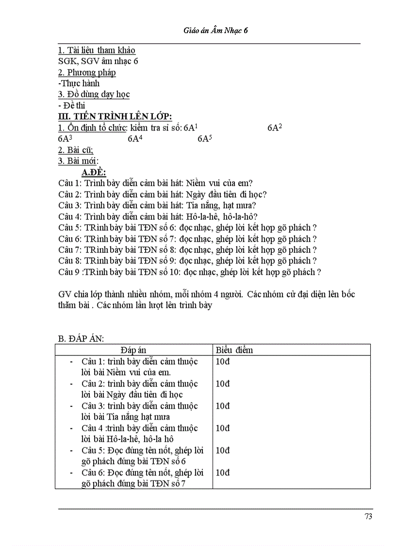 image for page Bộ giáo án âm nhạc lớp 6