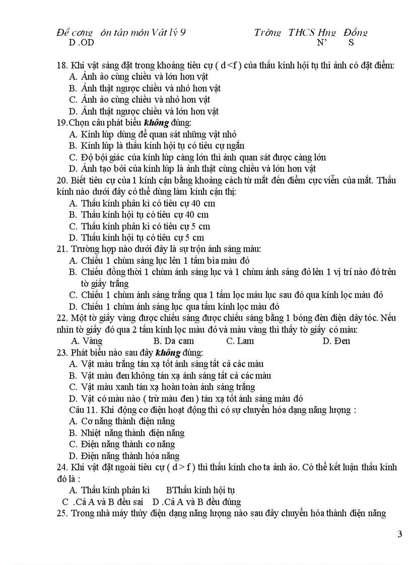 image for page Đề cương ôn tập lý 9