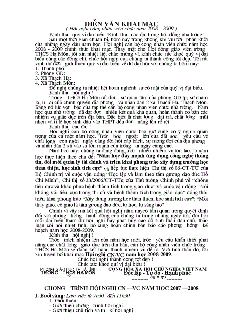 image for page Diễn văn khai mạc HNCNVC