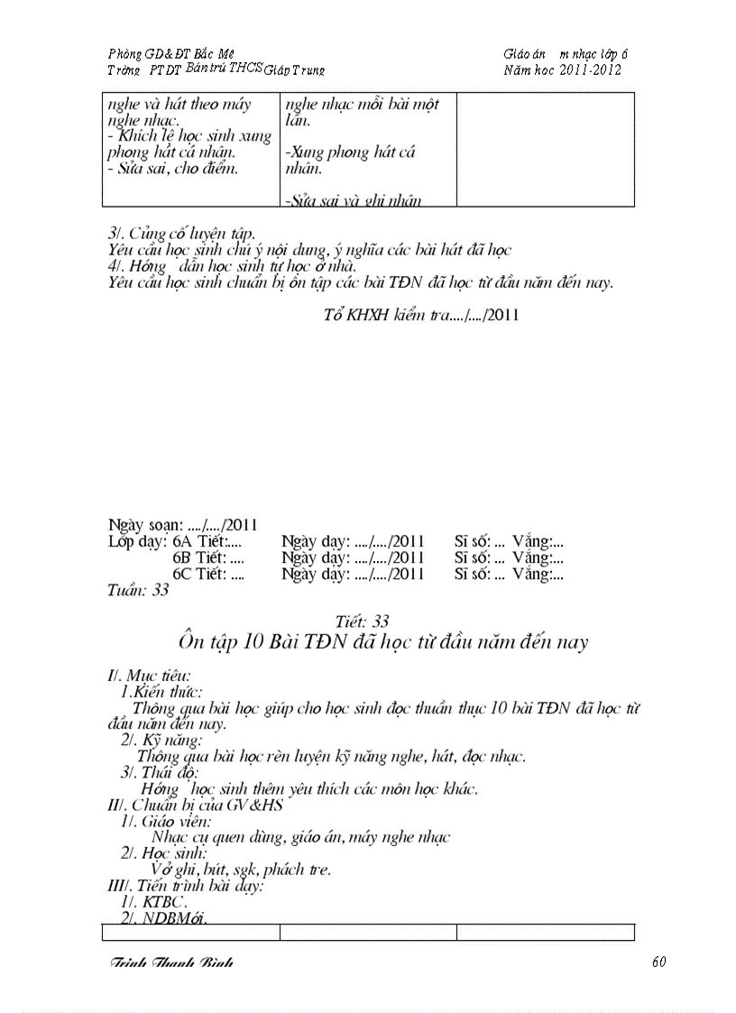 image for page Giáo án âm nhạc 6 3 cọc