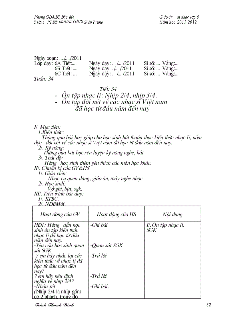 image for page Giáo án âm nhạc 6 3 cọc