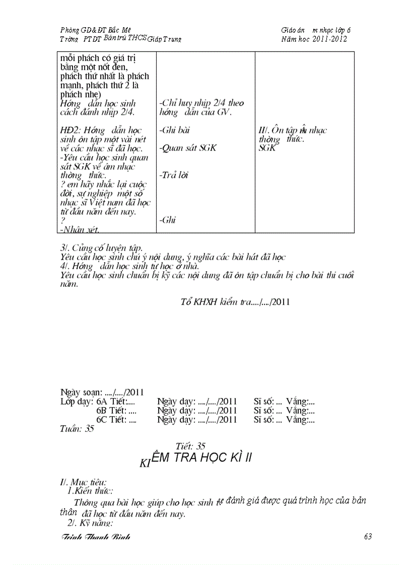 image for page Giáo án âm nhạc 6 3 cọc