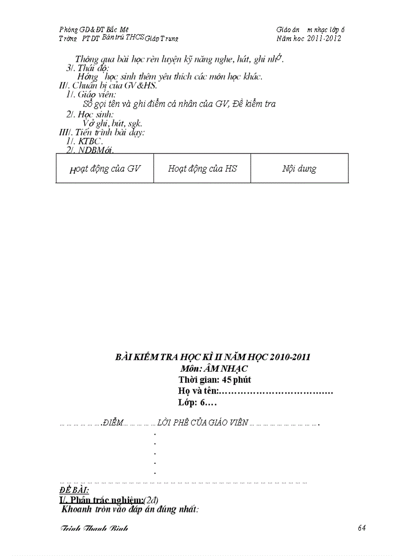 image for page Giáo án âm nhạc 6 3 cọc