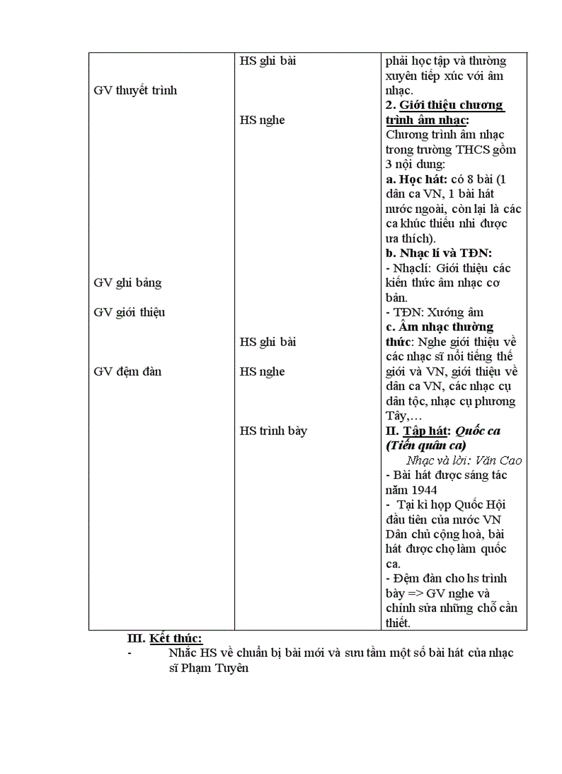 image for page Giáo án âm nhạc 6 cả năm 3 cột