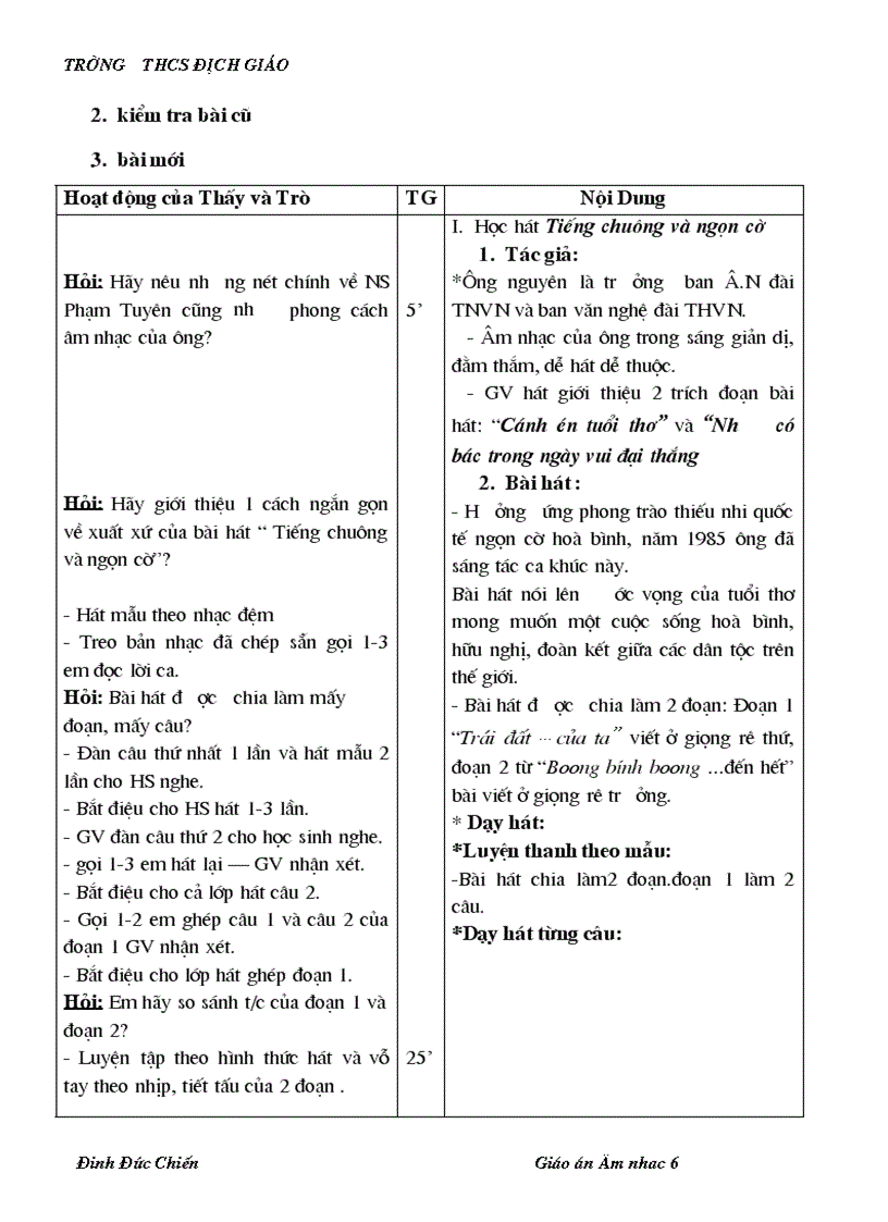 image for page Giáo án âm nhạc 6 đầy đủ