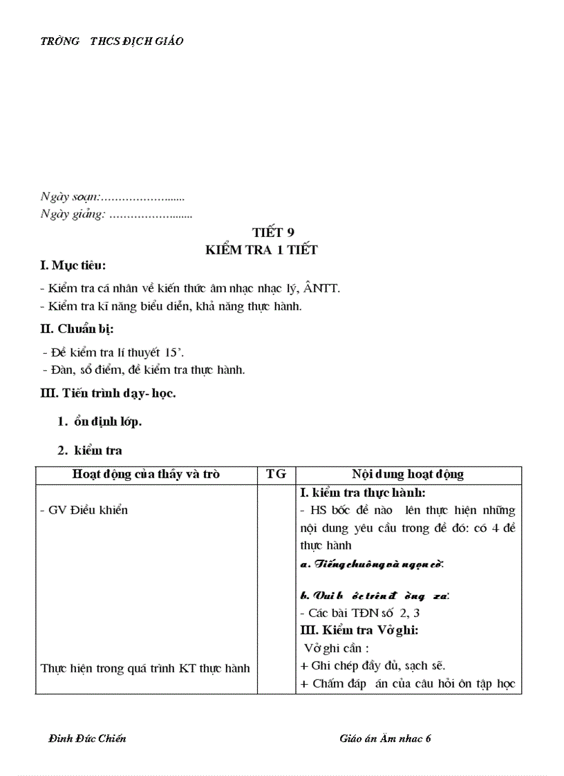 image for page Giáo án âm nhạc 6 đầy đủ