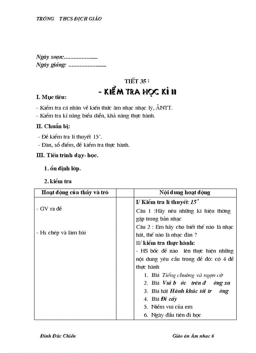 image for page Giáo án âm nhạc 6 đầy đủ