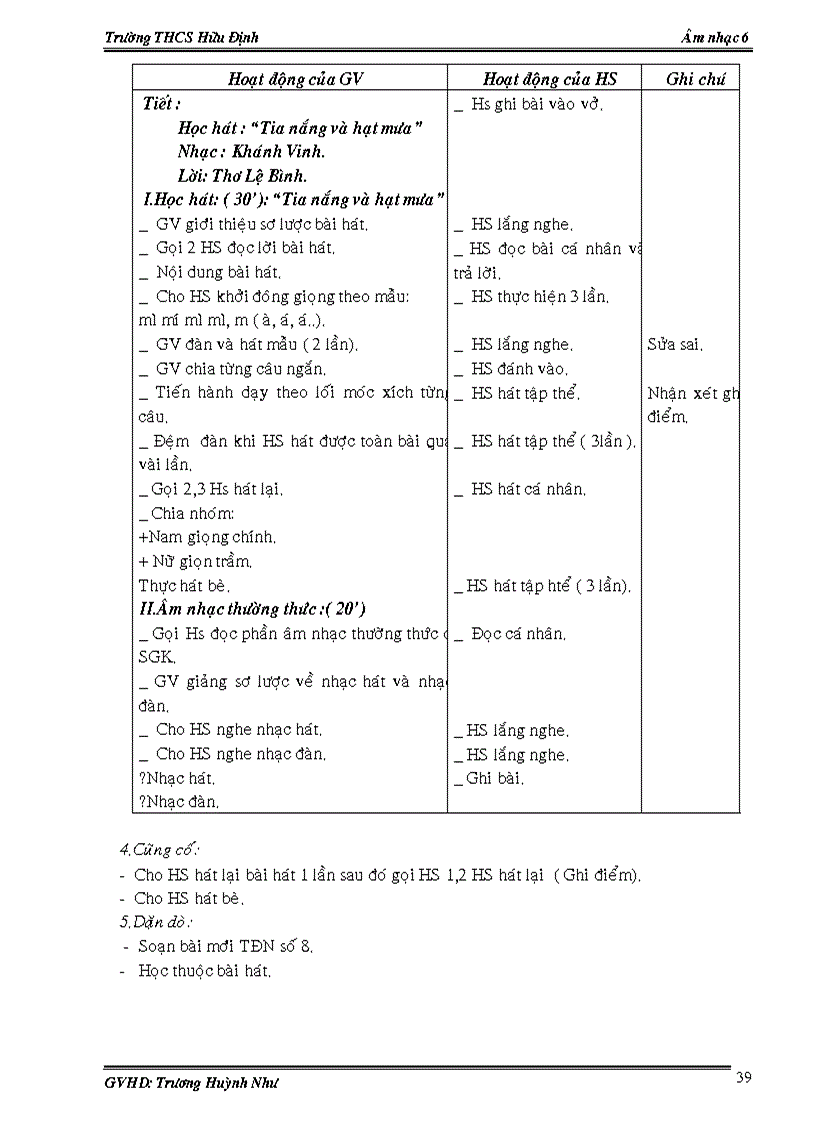 image for page Giáo án âm nhạc 6 HK 2