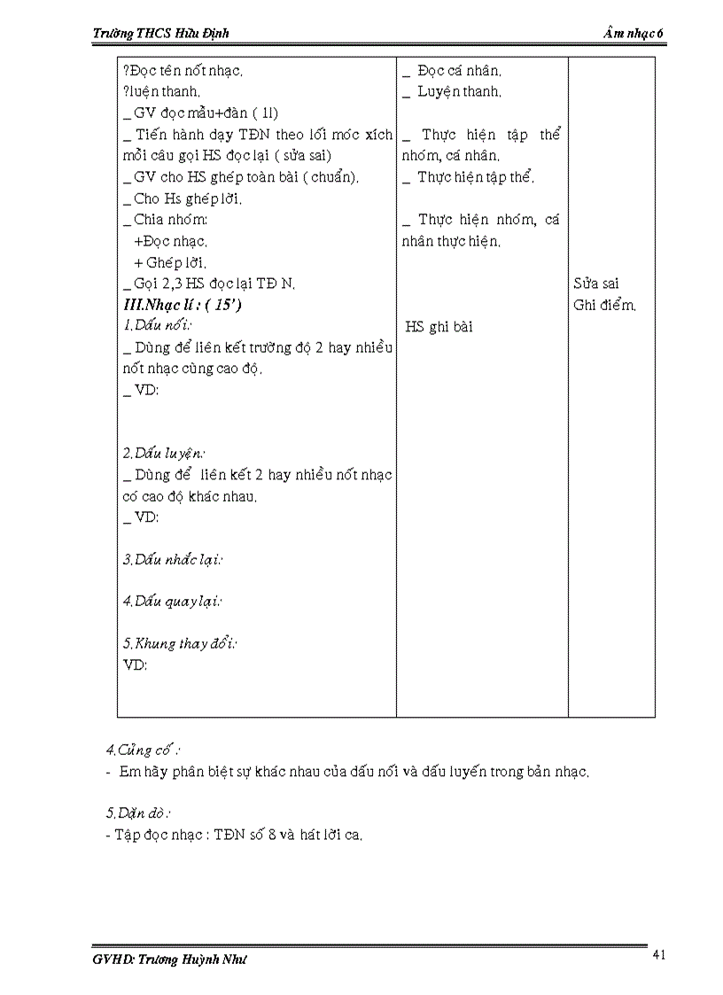 image for page Giáo án âm nhạc 6 HK 2