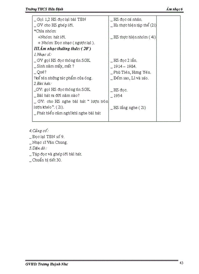 image for page Giáo án âm nhạc 6 HK 2