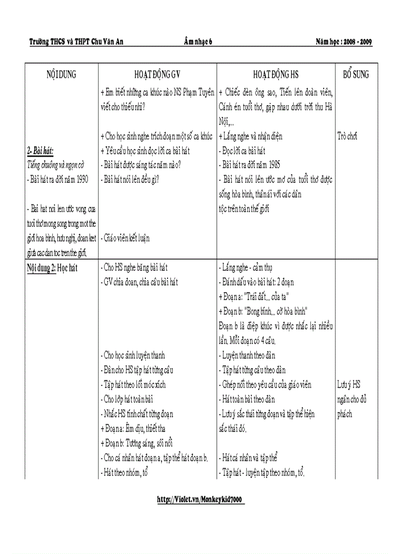 image for page Giáo án âm nhạc 6 hk i