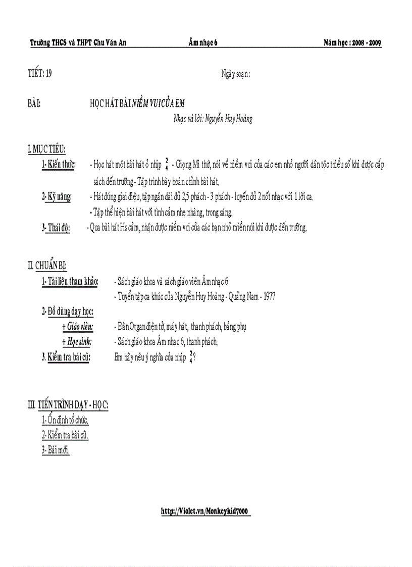 image for page Giáo án âm nhạc 6 hk ii