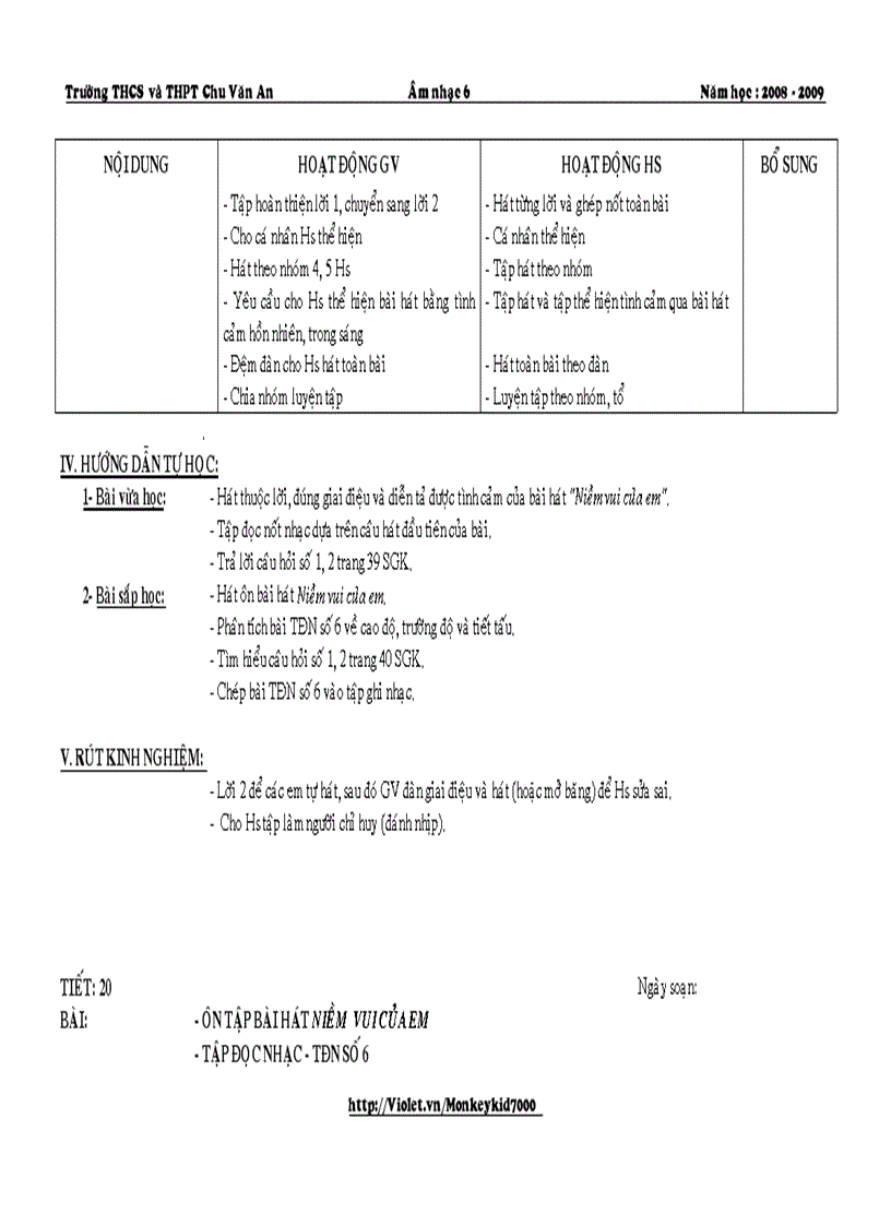 image for page Giáo án âm nhạc 6 hk ii