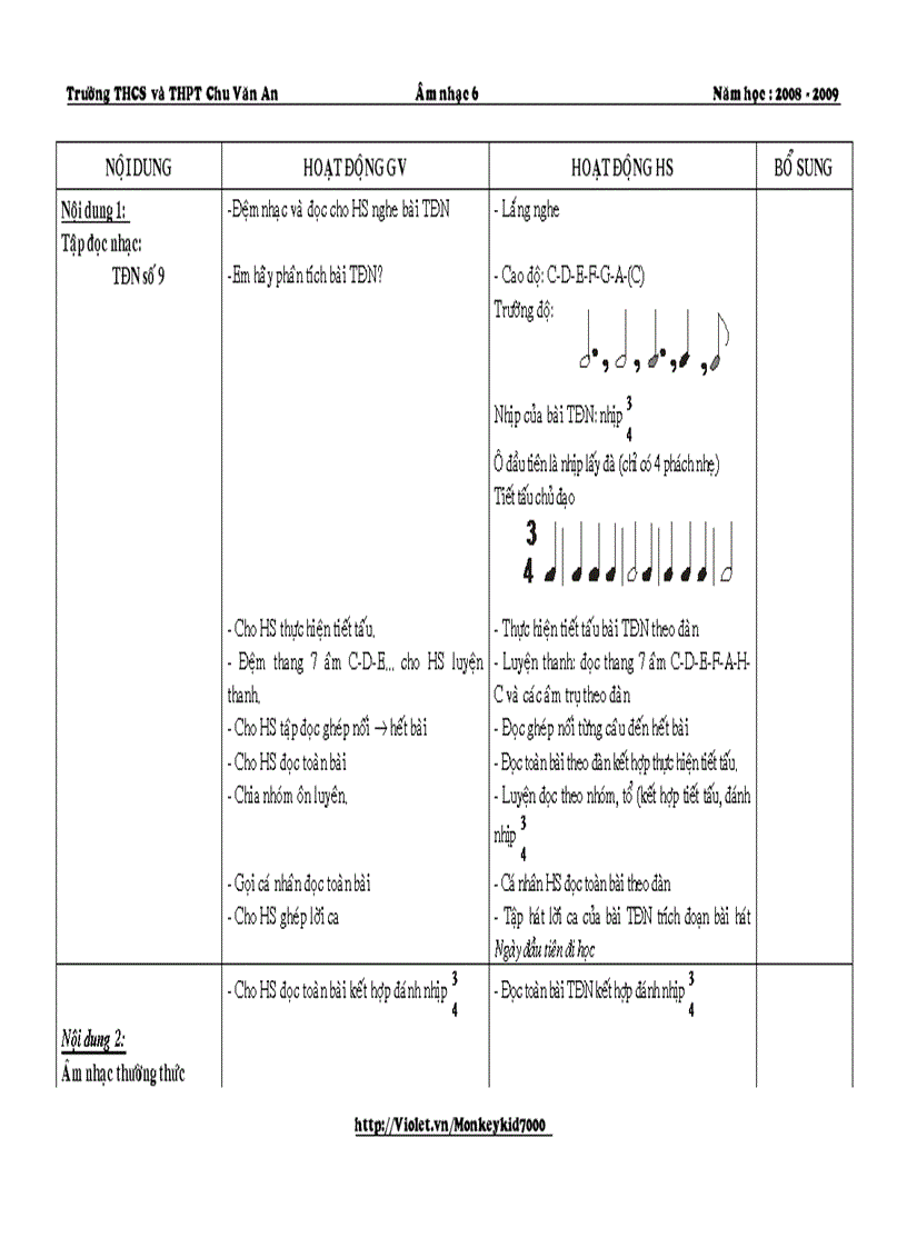 image for page Giáo án âm nhạc 6 hk ii