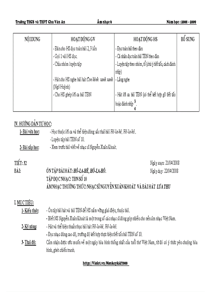 image for page Giáo án âm nhạc 6 hk ii