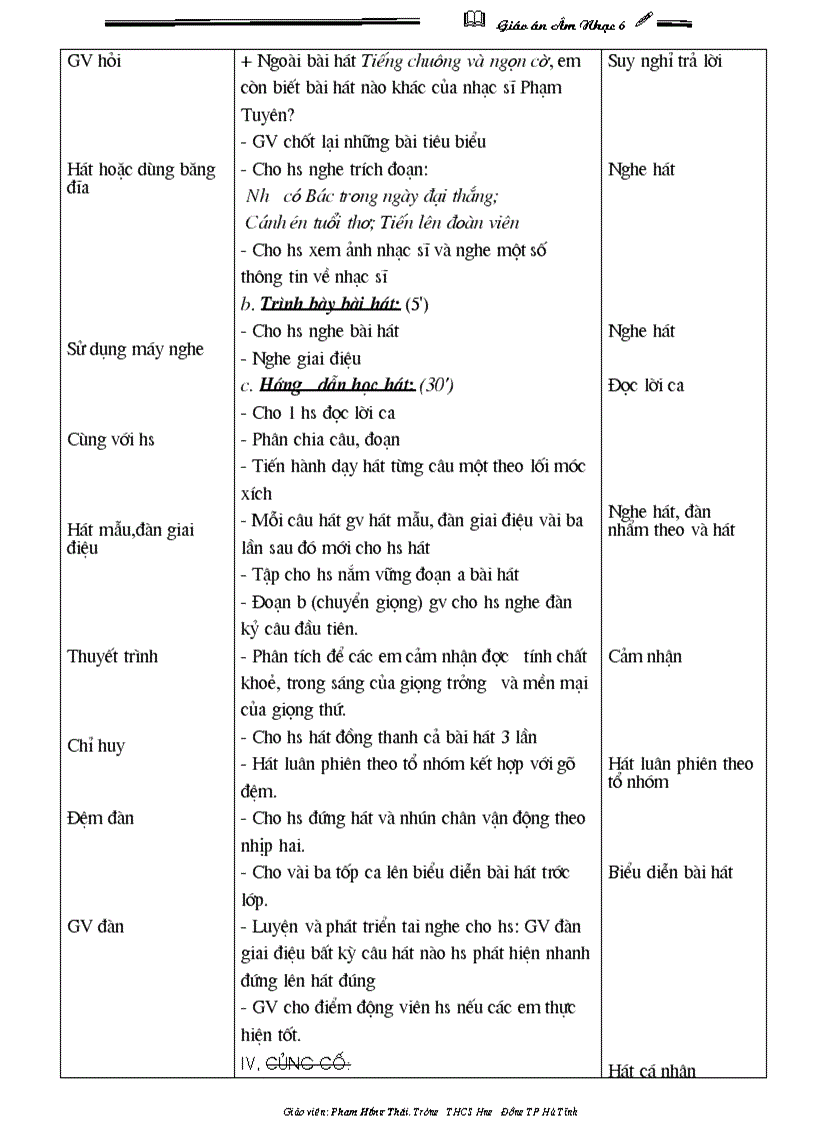image for page Giáo án âm nhạc 6 hki