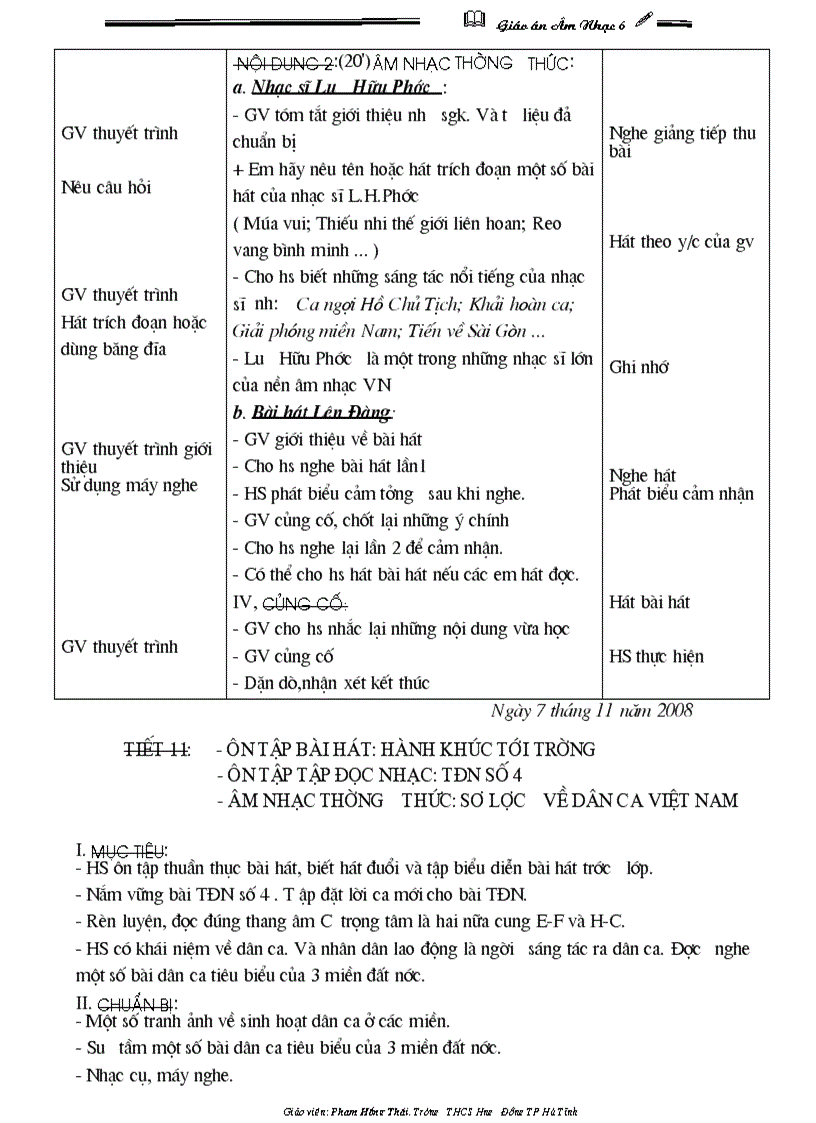 image for page Giáo án âm nhạc 6 hki