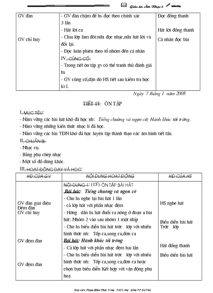 image for page Giáo án âm nhạc 6 hki