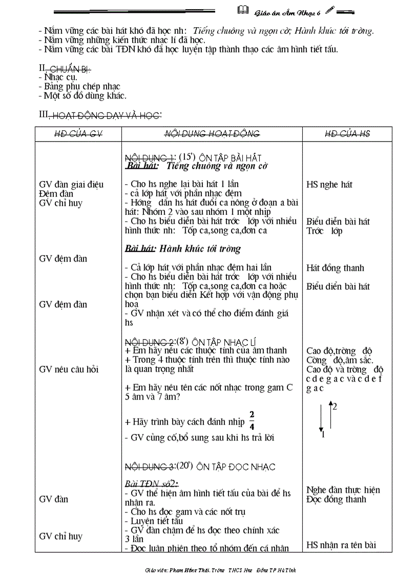 image for page Giáo án âm nhạc 6 hki