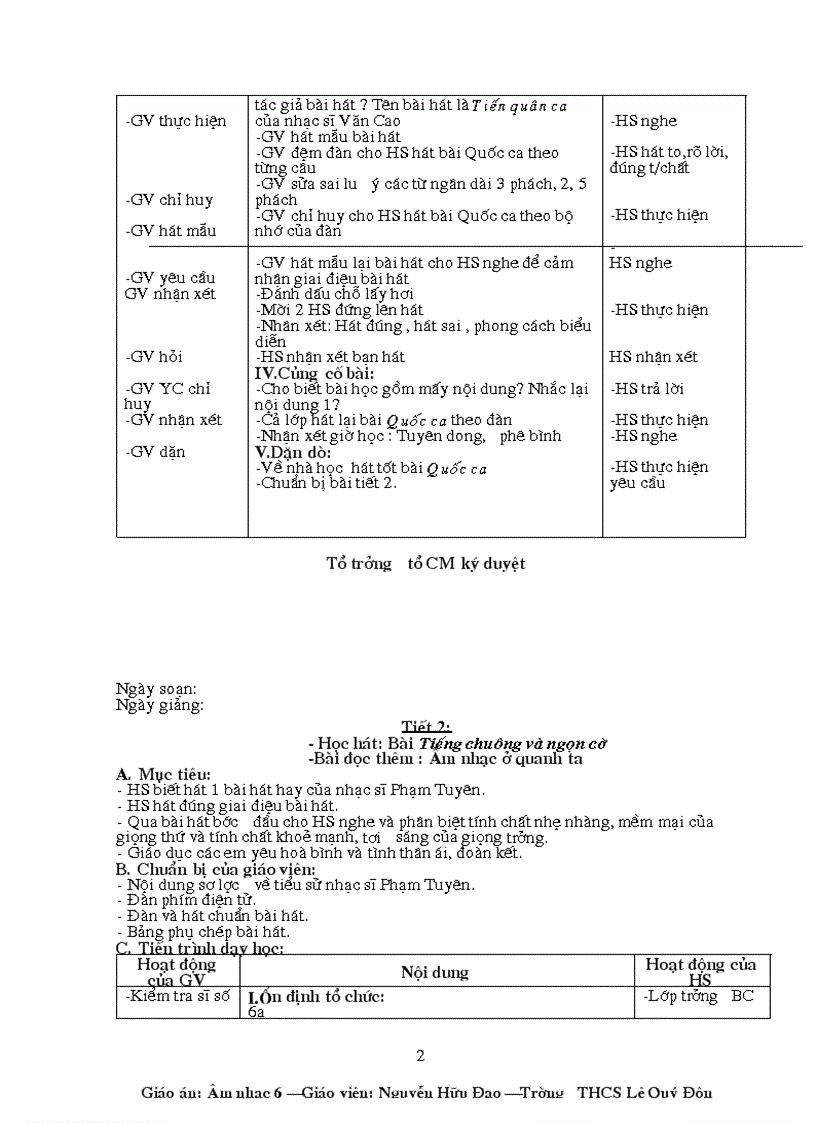 image for page Giao an Am Nhac 6 HKII HT