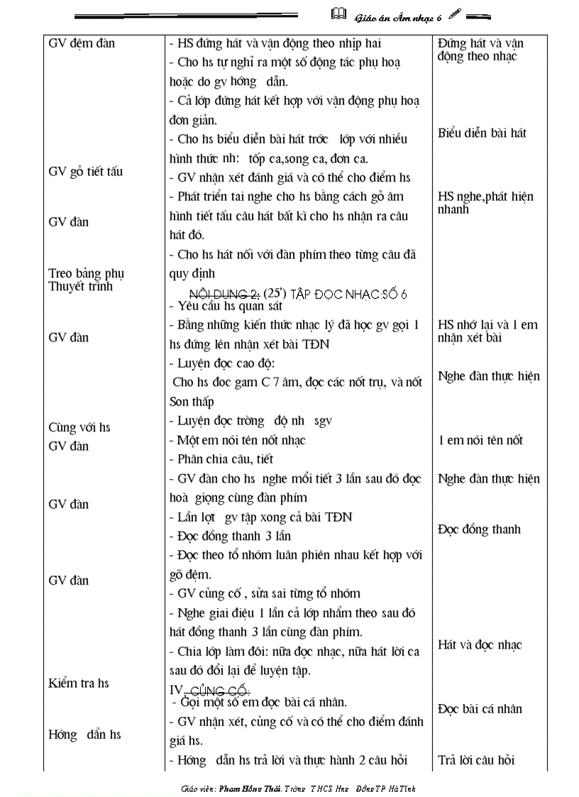 image for page Giáo án âm nhạc 6 hkii