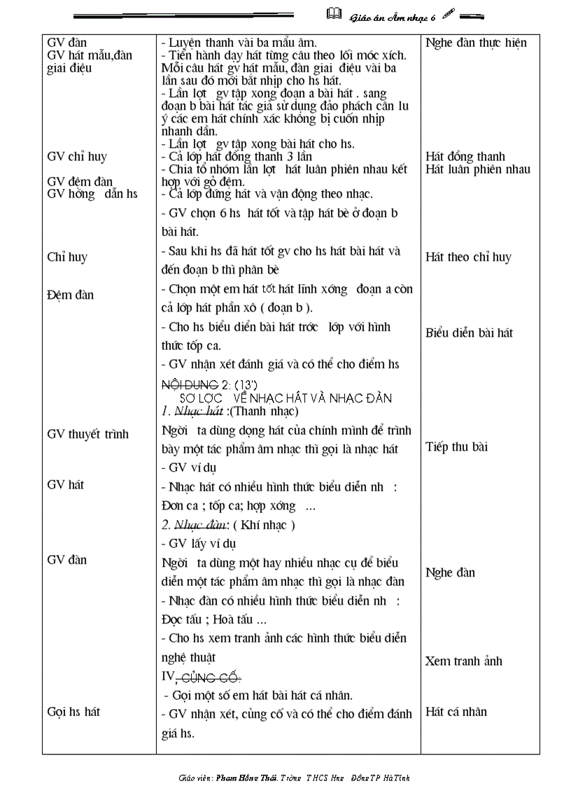 image for page Giáo án âm nhạc 6 hkii