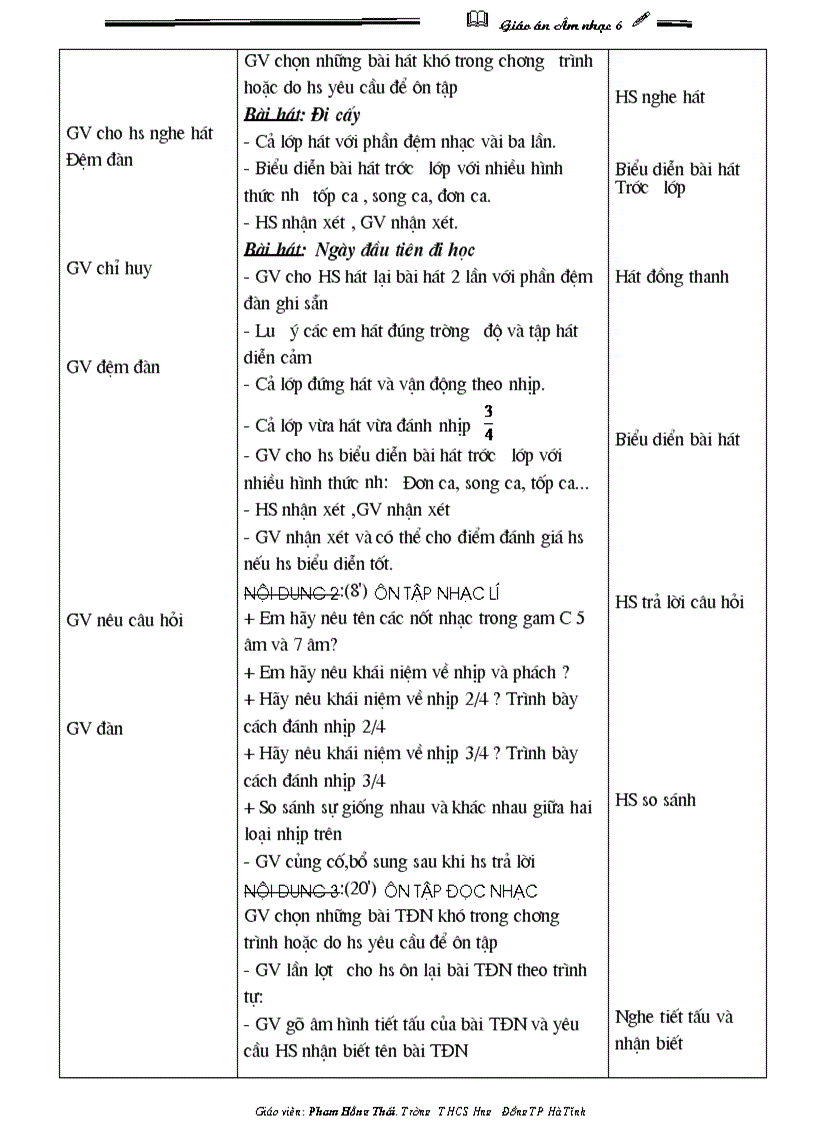 image for page Giáo án âm nhạc 6 hkii