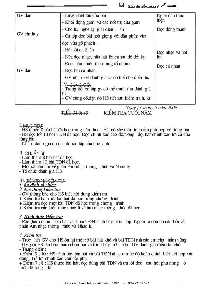 image for page Giáo án âm nhạc 6 hkii