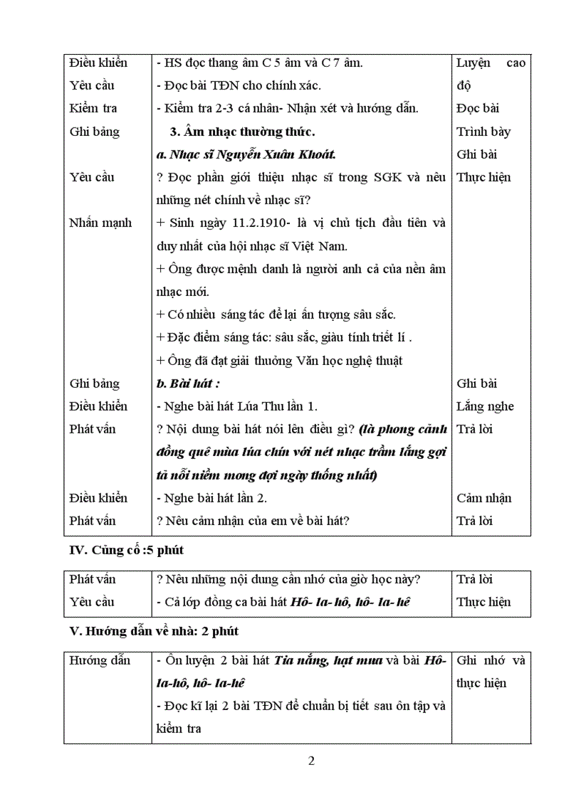 image for page Giáo án Âm Nhạc 6 Học Kỳ 2 tiết 31 33