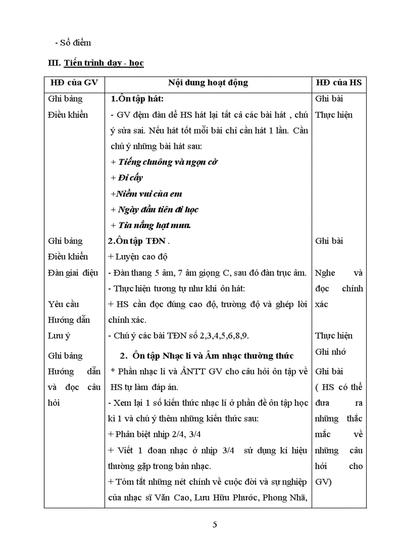 image for page Giáo án Âm Nhạc 6 Học Kỳ 2 tiết 31 33