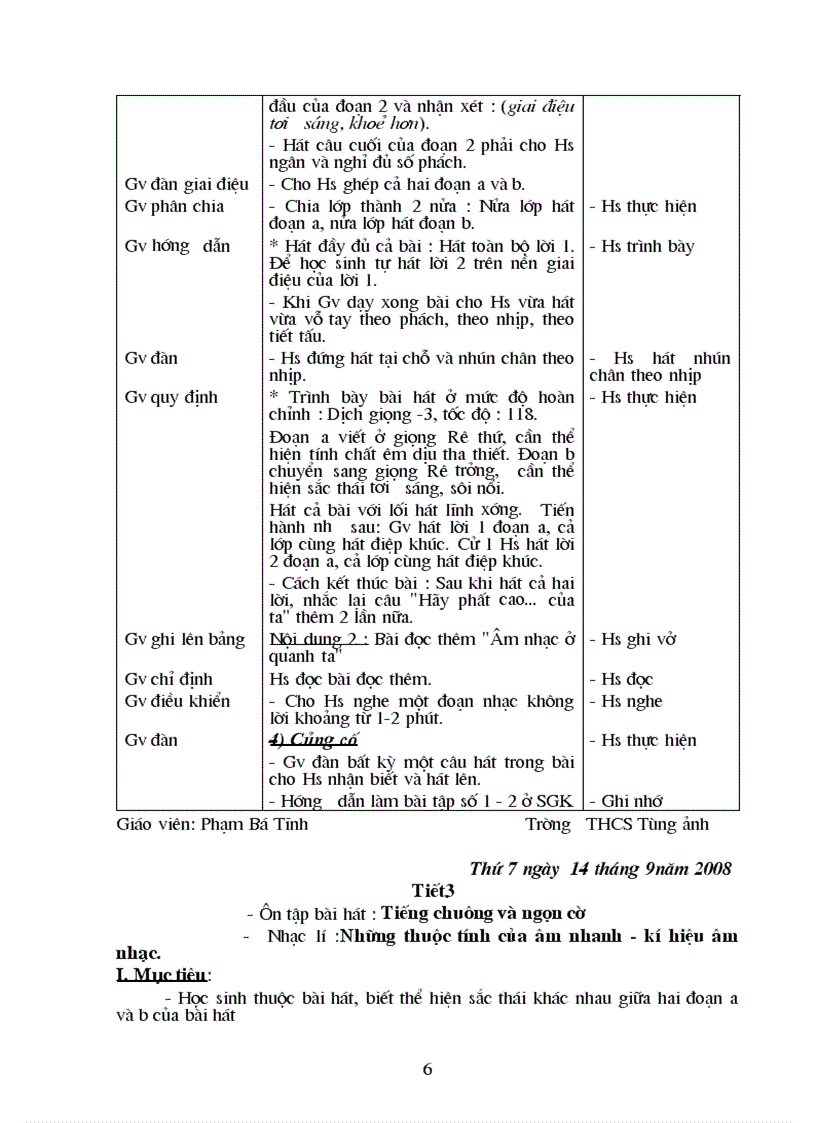 image for page Giáo án Âm nhạc 6 Mới