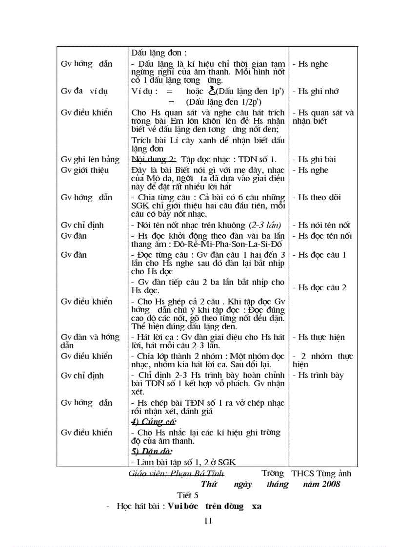 image for page Giáo án Âm nhạc 6 Mới