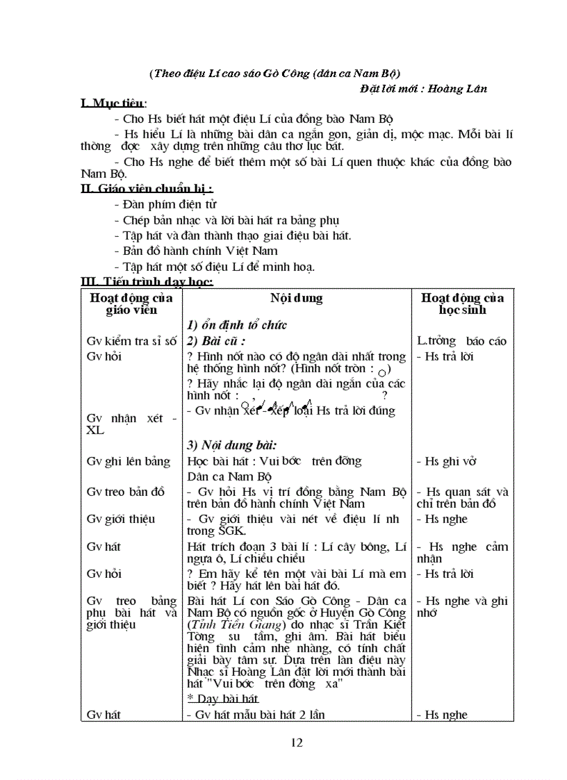image for page Giáo án Âm nhạc 6 Mới