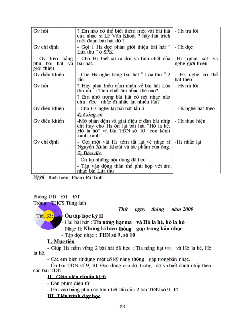 image for page Giáo án Âm nhạc 6 Mới